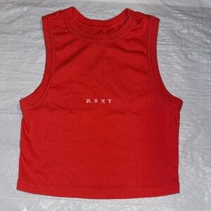 Roxy Red Ribbed Cropped Tank Top
